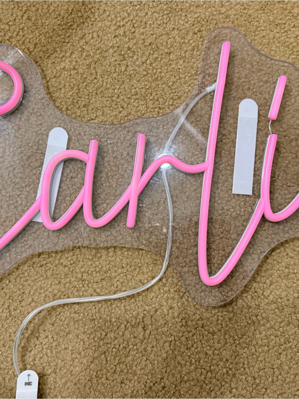 Pink Script LED Neon Sign for Parties - “Carlie”